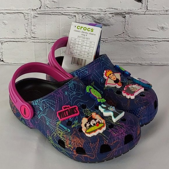 'CROCS' 'DISNEY VILLAINS'  LIMITED EDITION 'JIBBITZ' SLIP-ON CLASSIC CLOG SLIDES - Picture 3 of 16
